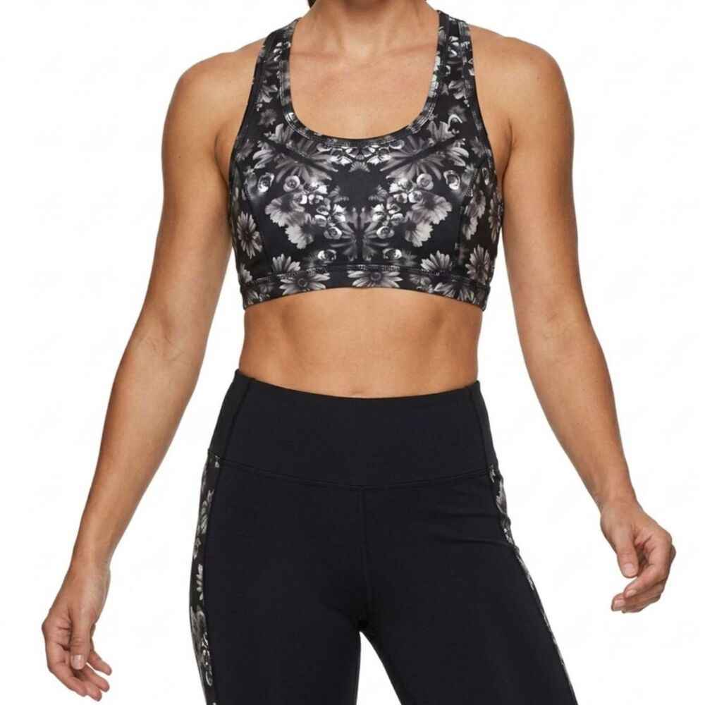 HEAD Intimates Black Floral Medium Impact Sports Bra - Size Medium NWT